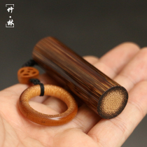 Fine hand fine grinding natural solid old golden silk bamboo handlebars bamboo carving solid old Jade bamboo play small pendants
