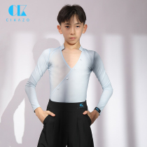 Sikaso Latin dance clothes boys long sleeve V-collar competition clothes new boys autumn and winter training clothing shirt G5080