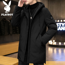 Playboy hooded light down jacket mens long model 2021 New style winter coat mens coat