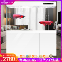 Hanba super white glass fish tank living room home large dragon fish tank screen bottom filter goldfish tank package 2021