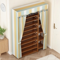 Shoe rack multi-layer dust-proof Oxford cloth set bamboo simple shoe cabinet home door economy dormitory shelf solid wood