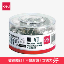 1 barrel of Del 0040 pushpin nickel-plated silver pushpin metal round head hand push pin 300 tube
