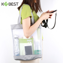 Large capacity portable zipper mesh bag simple A4 transparent file bag student handbag carrying book bag learning bag textbook homework sorting bag multifunctional office file bag birth inspection data storage bag