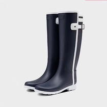 2021 spring and autumn new college style British ins tide shoes wellington contrast color narrow last middle tube long thin rain boots female