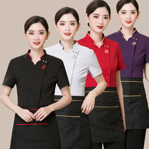 Star hotel restaurant waiter overalls short-sleeved hot pot restaurant lobby staff Summer hotel Chinese kitchen woman