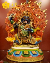 Dan Fan Nepal black robe Vajra Buddha statue Two-armed Mahalhara Two-armed large black robe protector is one foot 48cm tall