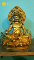 Full gilt silk backlit yellow God of Wealth Buddha statue Zangbala bronze Buddha height 28cm Nepal 7 inch precision production