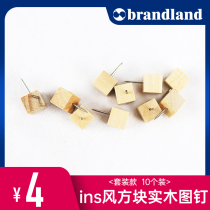 brandland square wooden pushpins 10 nails Cork message board creative note board new product