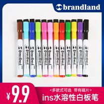 brandland whiteboard pen thick head small red blue black color ribbon magnetic sheet erasable childrens water drawing board writing board pen white class watercolor pen office supplies stationery wholesale 4 colors 12 colors