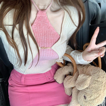 DoggyQin gold patchouli 2022 spring summer lazy sensiness hanging neck harnesses two sets of sunscreen and thin knit cardigan