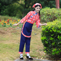 The new tea-picking female dance performance set Republic of China Hakka clothes Aqing sister-in-law rural girl floral performance costume