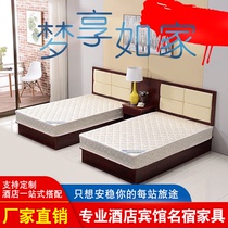 Kunming hotel furniture Standard room bed full set of apartments Famous accommodation Express bed TV cabinet Bedside bed box customization