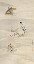 Art micro-spray Chen Shaomei Wu Yin (1938) Year of the Fairy Meeting figure 30x55cm