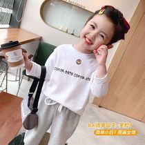 Boys baby foreign style autumn childrens long-sleeved T-shirt swimsuit 2021 autumn girls Korean smiley face top base shirt 3