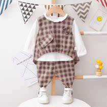 Spring and Autumn Day Baby Childrens Three Piece Set 3-year-old Little Girl 1 Baby 0 Summer Clothes 2 Tide Womens Girls 4 Children 5