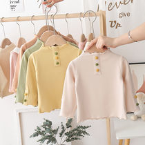  Small baby top Autumn girls long-sleeved bottoming shirt Western style spring and autumn swimsuit Childrens female baby T-shirt pure cotton 3