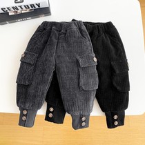 Baby casual pants tide boy pants thickened winter Korean foreign children wear cotton pants baby corduroy