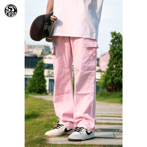 STC pink black ice blue men and women skateboard tooling loose oversize beauty tide hip hop sports trousers