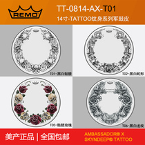 REMO Drum Leather Army Drum Leather Beauty Products 4 Color TATOO Tattoo Pattern Army Drum Strike Face TT-0814-AX-T05