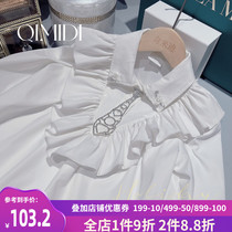 Chimidi Girl Spring Dress Shirt Ocean Gas 2022 Spring New Girl Blouses Foreign Air Son Shirt Dress Dress Dress