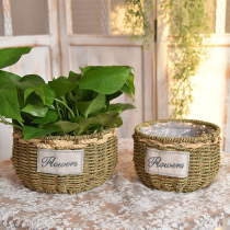 Creative flower basket straw woven rattan flower pot decoration living room flower arrangement plant soil green flower pot weaving basket decoration