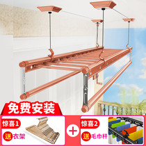 Indoor balcony hand-cranked drying rack lifting double rod type stiffened multi-function drying hanger cold clothes hanger clothes drying Rod