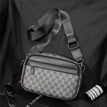 Hong Kong Korean version of Tide brand shoulder pattern horizontal cowhide mens bag casual fashion diagonal backpack youth sports oblique bag