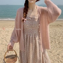 Sunscreen Summer New Warm Soft Glutinous Lazy Wind Single Row Buttoned Mahai Fur Knit Cardiovert Sweater Jacket