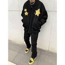 American baseball uniform mens spring and autumn leisure Joker vibe jacket jacket cloud three-dimensional towel embroidery personality street style