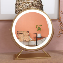 Mirror makeup mirror with LED lamp Table type desktop household rotating large with lamp beauty mirror Dresser fill light mirror