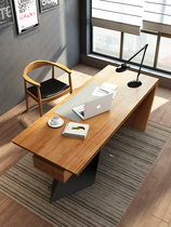 Solid wood office desk simple modern industrial wind loft desktop computer desk boss President desk