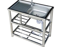 Stainless steel sink household sink washing basin outdoor balcony rental room simple with bracket 304 single slot