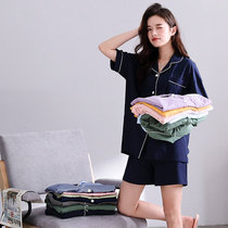 Short-sleeved thin section couple home clothes suit 2021 summer new Korean version casual wild fashion pure cotton pajamas women