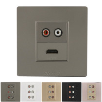 86 HDMI plus audio panel dark gray TV HD extended tail line with red and white double Lotus solder-Free Socket