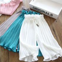 Childrens clothing 2022 summer clothes new girl wide leg pants Korean version female baby anti-mosquito pants foreign air children long pants tide