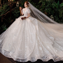 French main wedding dress 2021 New temperament bride summer heavy industry luxury big tailing premium Palace princess style