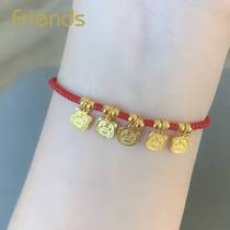 Wufu Linmen Bracelet Gold Bracelet Tiger Baby Tiger Gold Ornaments Five Tigers Zodiac Tiger This Year Red Rope Couple Hand Rope