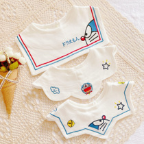Childrens embroidered saliva towel baby cotton cute bib shape bib 360 degree rotatable round mouth pocket