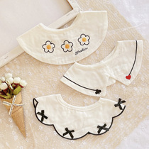 Summer thin saliva towel 360 degree round rotatable baby cotton gauze small bib baby anti-spit milk towel