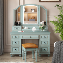 American dressing table storage cabinet integrated solid wood bedroom light luxury dressing table with lights Net red ins Wind makeup table cabinet