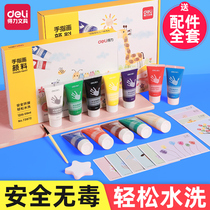 Del childrens finger painting pigment non-toxic set washable kindergarten baby palm painting paint color ink pad