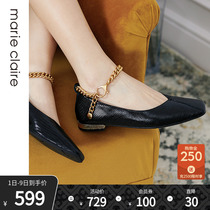 MC Paris Women Shoes marieclaire2022 New Style Square Bottom Genuine Leather Chain Mary Rare Shoes Single Shoes