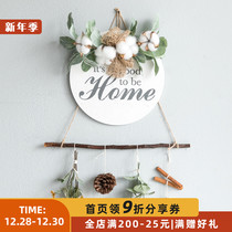 Aying ins porch dry flower green plant background wall decoration Nordic restaurant door wall hanging wall decoration