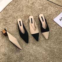 Tide bauhead semi - slippers 2022 spring and summer new color piece Muller shoes coarse heels wear lazy slippers