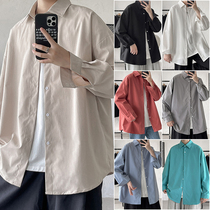 Shirt mens summer thin long-sleeved port wind ice silk Japanese loose casual inch clothing trend handsome shirt jacket