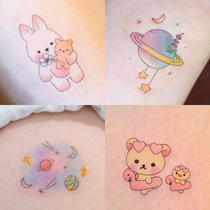 Childrens cartoon tattoo stickers Childrens cartoon long-lasting simulation tattoo tattoo Stickers Pokémon Pink pig girl