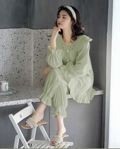 Daily Gtra ~ very fairy pajamas female summer spring and autumn cotton thin two-piece set