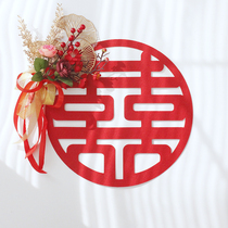Marriage Male Female Fang out of the house Flocking Cloth Wedding House Placement Door Bed Newlyweds Wedding Wedding Red and Festive Flowers SIMULATION Flower