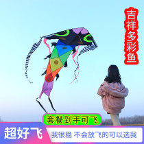 2021 New kite colorful fish beginner breeze easy flying adult high-end super large good flying wheel Weifang