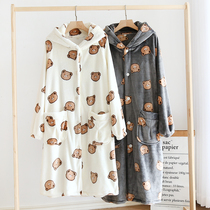 Day-train flannel lovers sleeping robes woman warm and velvety loose mens long style Bathing Suit Coral Suede Pyjamas home clothes